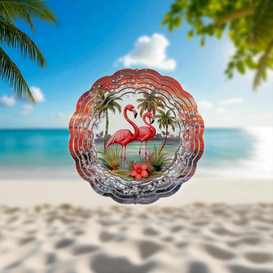 Tropical Pink Flamingo Wind Spinner