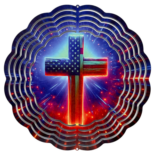 American Flag Cross Wind Spinner